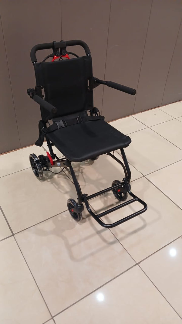 Lightweight Transport Wheelchair with Handbrakes, Folding Transport Chair for Adults has 12 inch Wheels