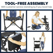 Mobility Upright Walker with Seat, Standing Rollator, Foldable