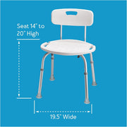 Shower Chair with Back – For Elderly & Disabled, 300 lbs, Easy Assembly