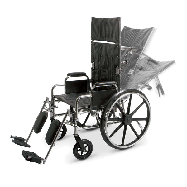Padded Recliner Wheelchair – Flip-Back Arms & ELR