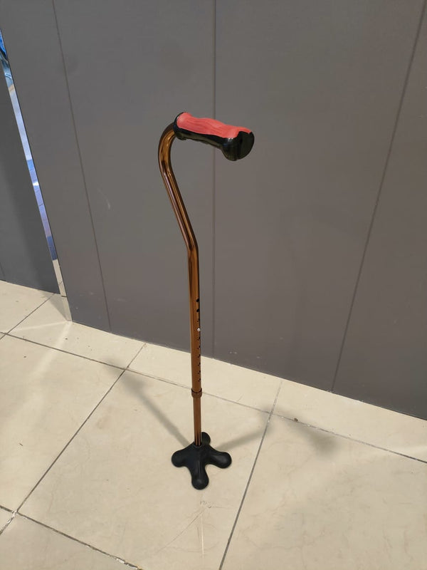 Ergonomic Offset Quad Cane – Bronze with Soft Grip Handle
