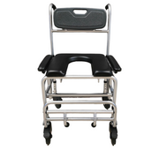 4-Wheel Toilet Chair with Brakes & Cushion