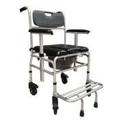4-Wheel Toilet Chair with Brakes & Cushion