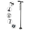 Optitect Walking Stick With LED Light, Black, 1 Piece, Improves Mobility & Stability