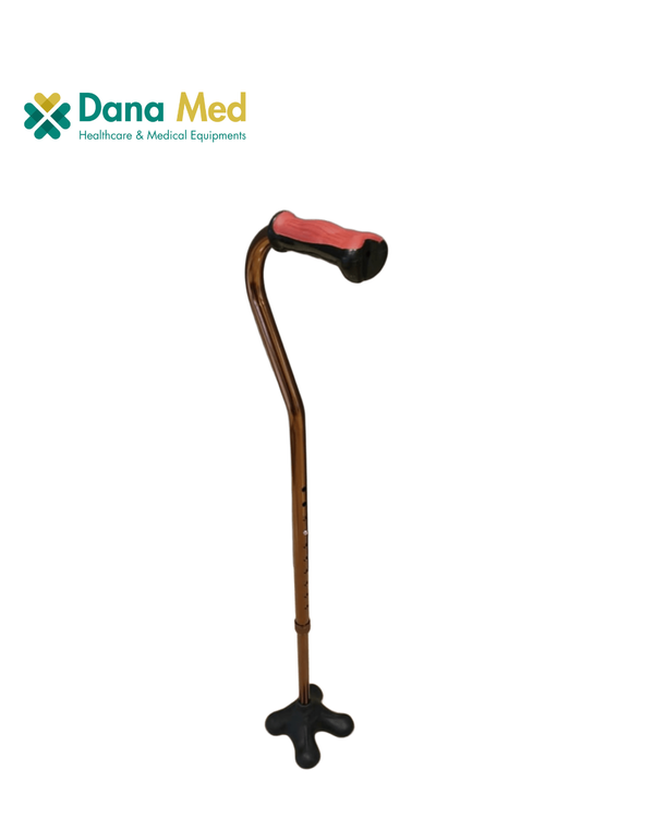 Ergonomic Offset Quad Cane – Bronze with Soft Grip Handle