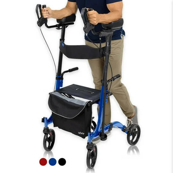 Mobility Upright Walker with Seat, Standing Rollator, Foldable