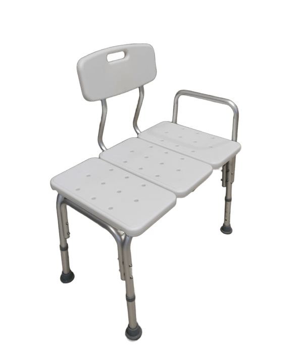 Comfortable bath stool for elderly with non-slip rubber pads for maximum safety in the bathroom.