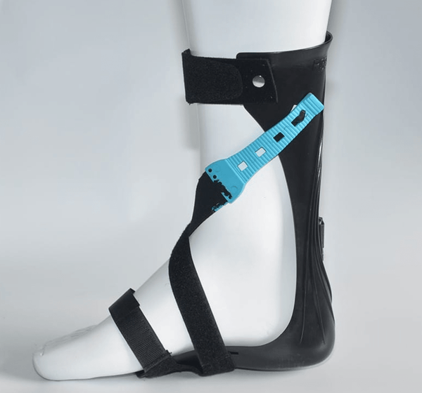 Side view of a black Drop Foot Brace AFO for right foot support.