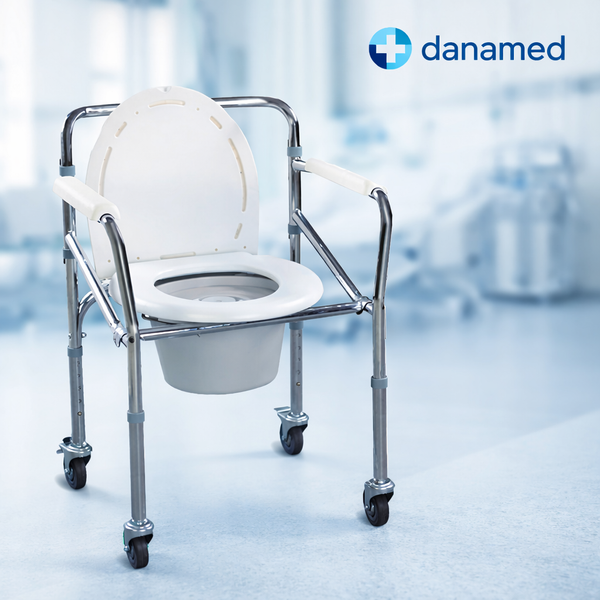 Durable Waterproof Toilet Safety Chair with Lockable Wheels