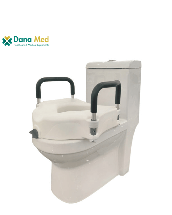 Raised toilet seat with removable handles for elderly and post-surgery use