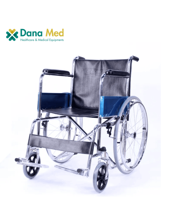A sleek, motorized indoor wheelchair navigating a tight hallway, highlighting the maneuverability of the Foldawheel model
