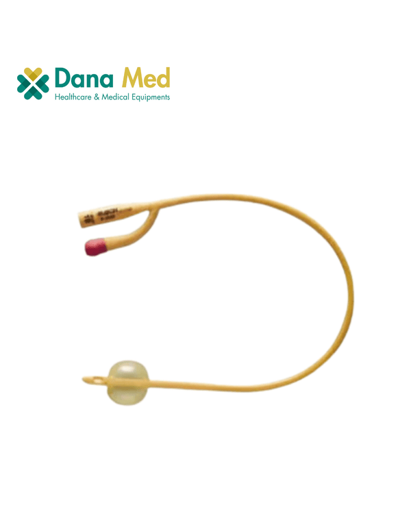 Sterile 2-way latex Foley catheter with silicone coating for medical use.
